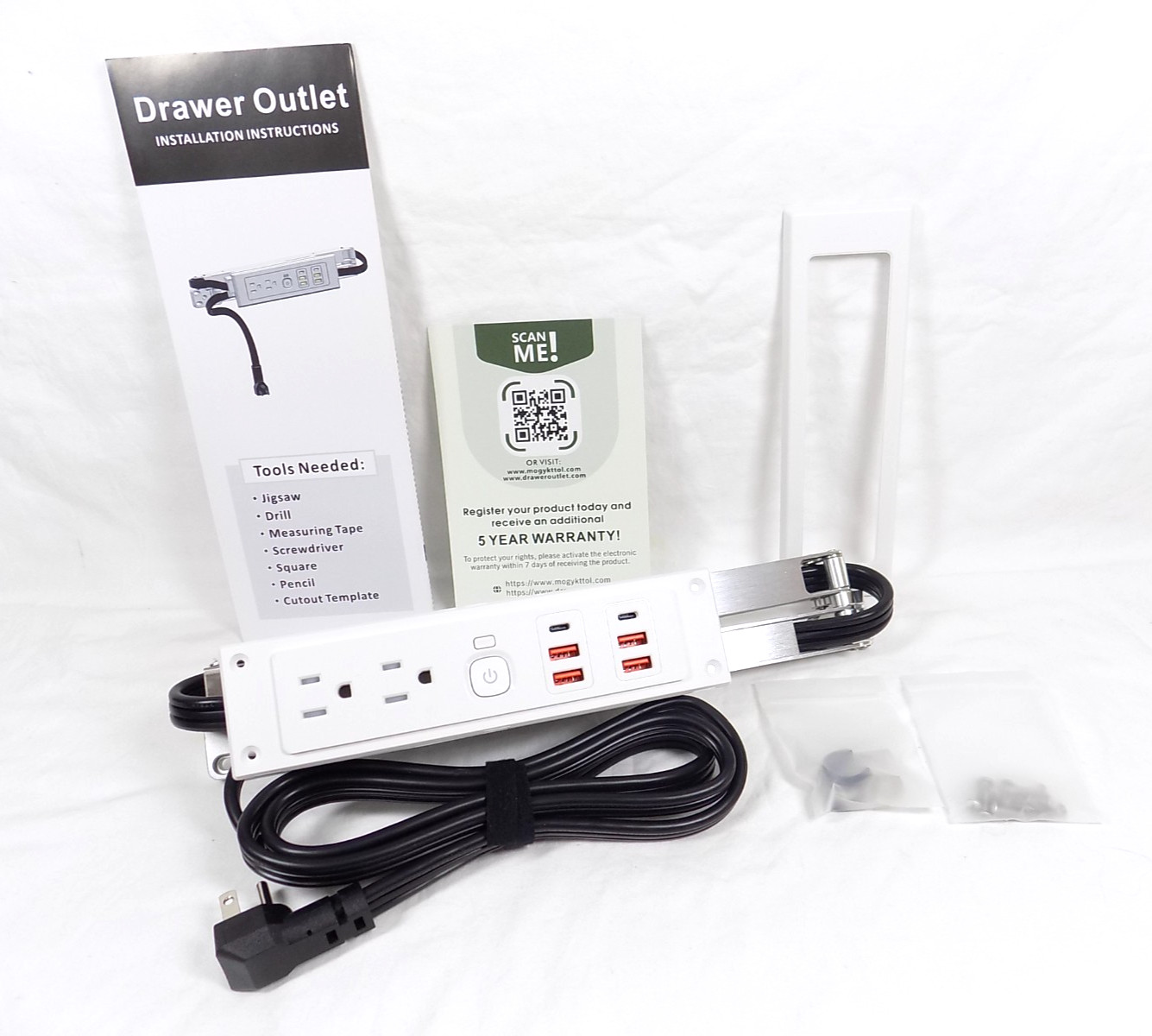 Drawer Outlet Kit PD30W USB-C Fast Charging Station Plug Power Cable for Kitchen