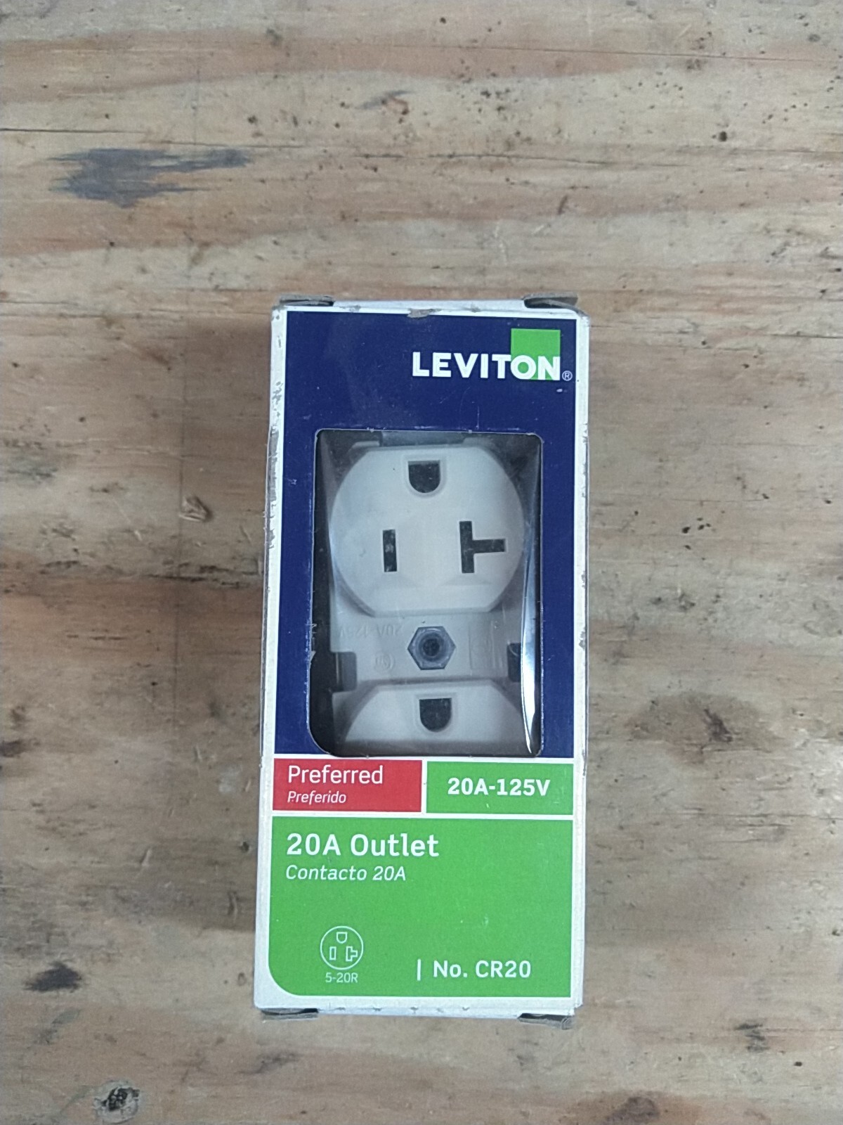 Leviton CR20 20 A 125 V Narrow Body Duplex Receptacle Straight Blade, Ivory