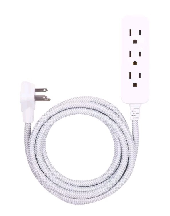 Cordinate Designer Extension Cord, 3 Grounded Outlets, 10-foot Cord and Low-Prof