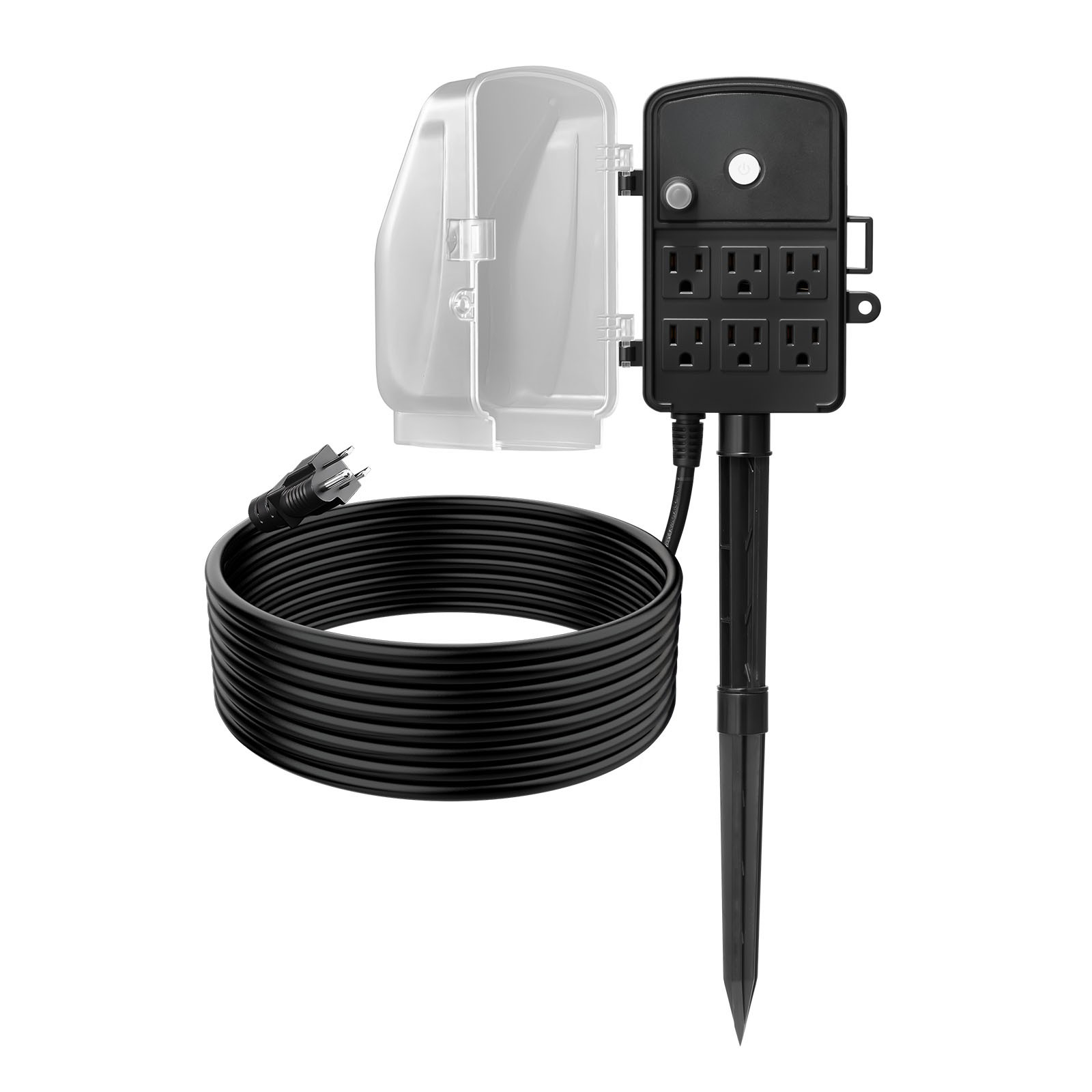 VEVOR Outdoor Power Stake Waterproof Power Strip 6 Outlets 15 FT Extension Cord