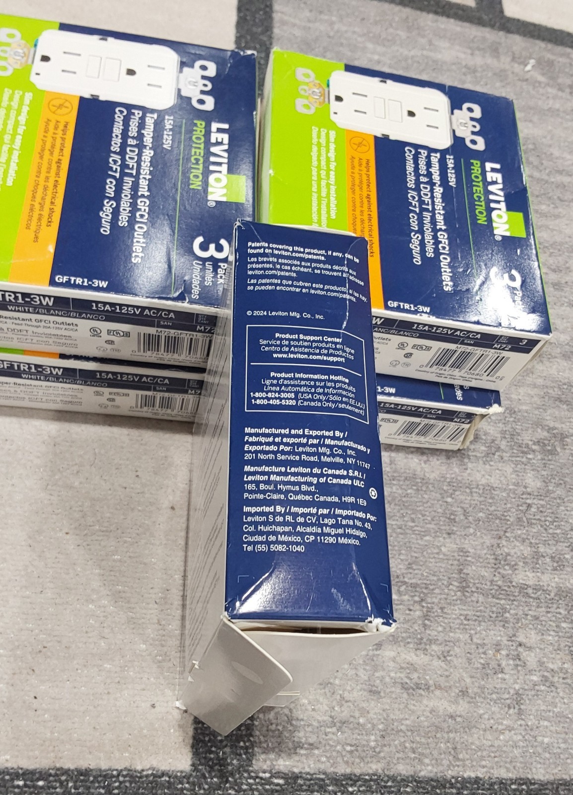 Leviton GFTR1-3W White 15A 125V Thermoplastic Tamper Resistant GFCI LOT OF 5 O**