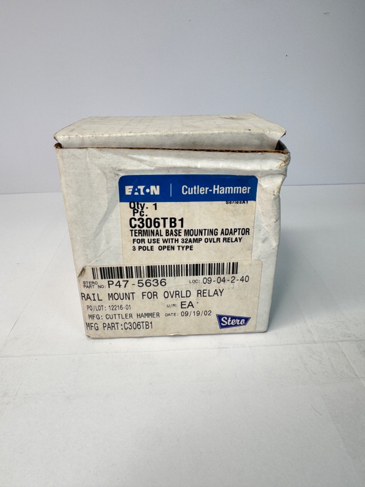 Eaton Cutler Hammer C306TB1 Din Rail And Panel Mtg Adapter For 32A