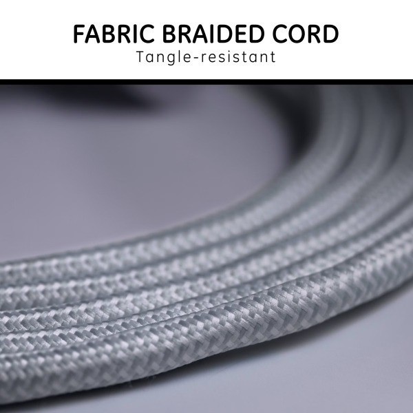 3-Outlet Grounded Extension Cord ; Braided Cord Gray/White