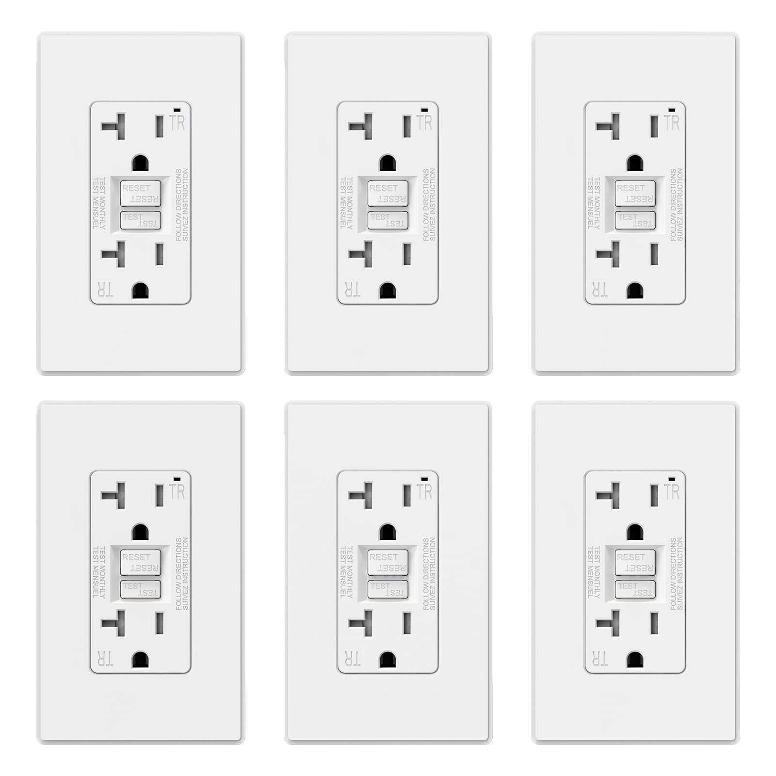 ELEGRP GFCI Outlet 15 Amp, Self-Test GFI Electrical Outlet, Matte White