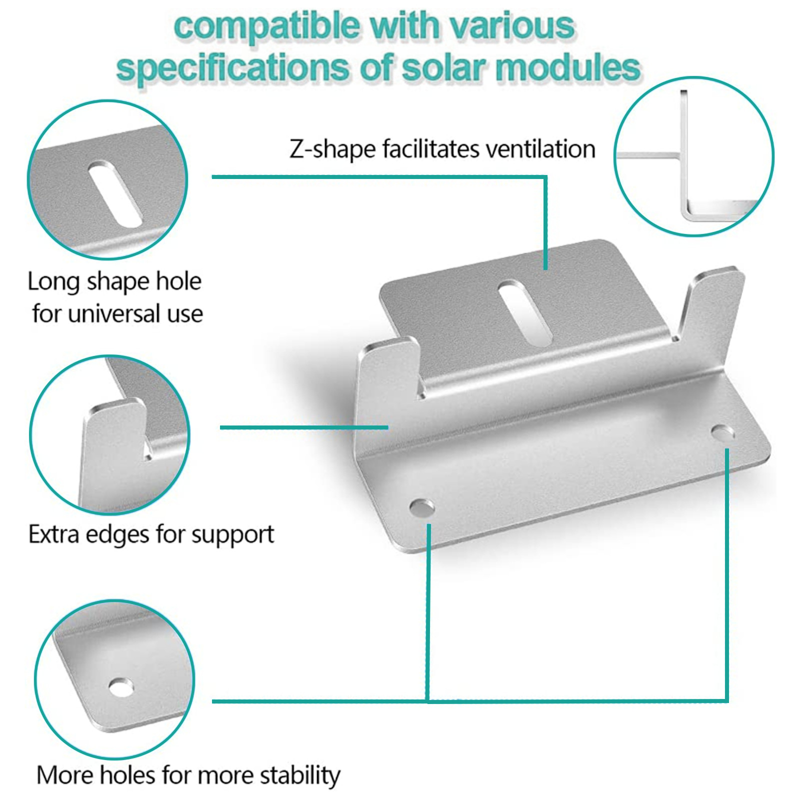 Solar Panel Z Bracket Mounts Mounting Set Solar Panel RV Boat Roof Wall Aluminum