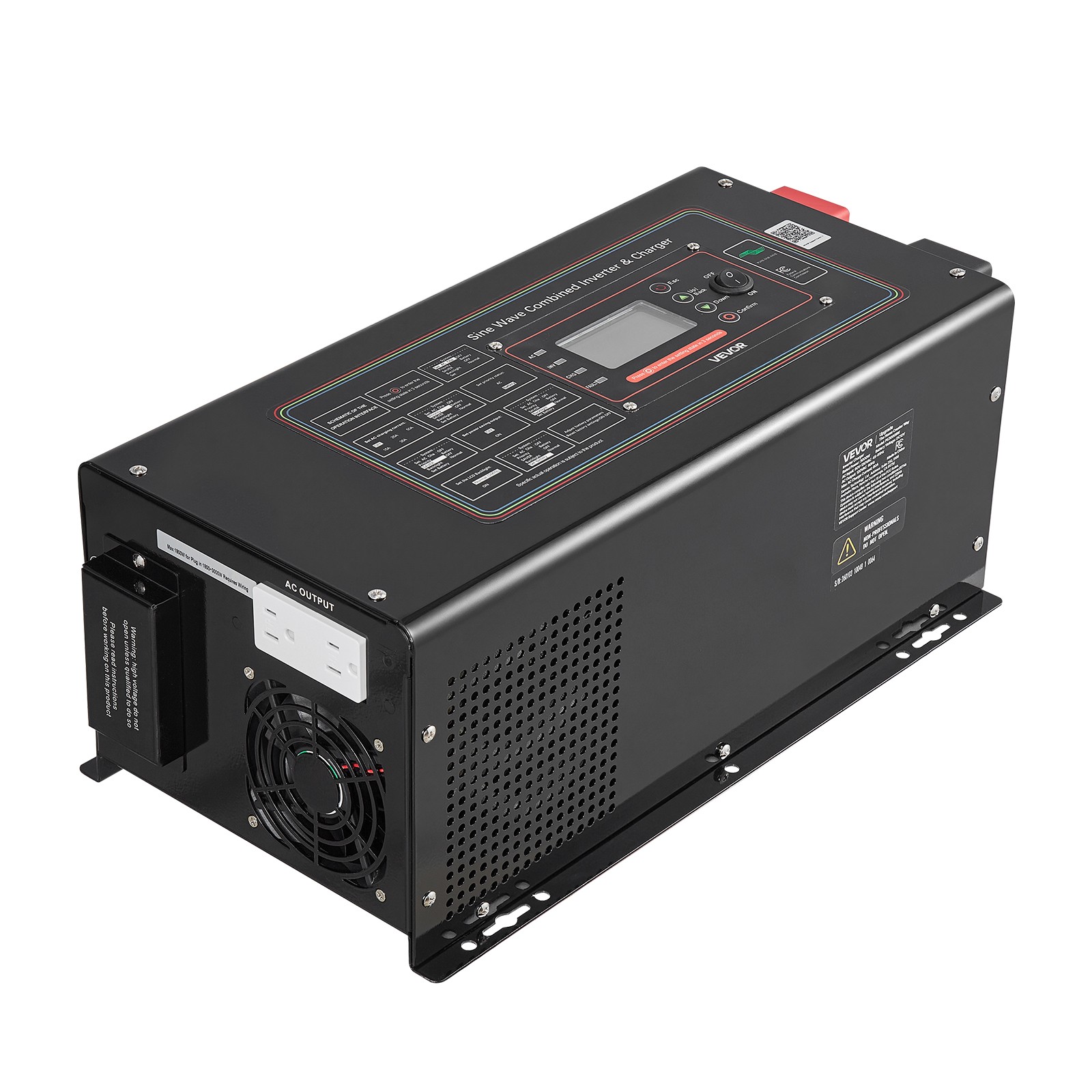VEVOR Pure Sine Wave Inverter Charger 3000W DC 12V to AC 120V Power Inverter LCD