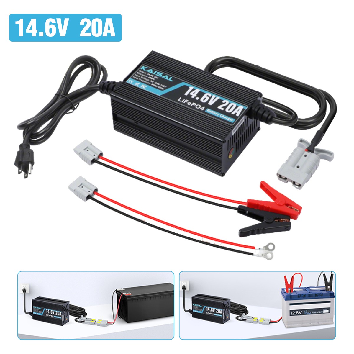 14.6V 20A LifePO4 Lithium Battery Smart Charger Smart Protection Fast Charging