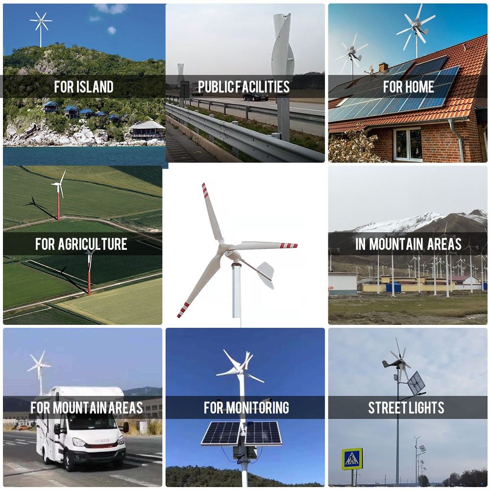DE 2000W 24V48V 3 Blades Horizontal Wind Turbine Generator Windmill