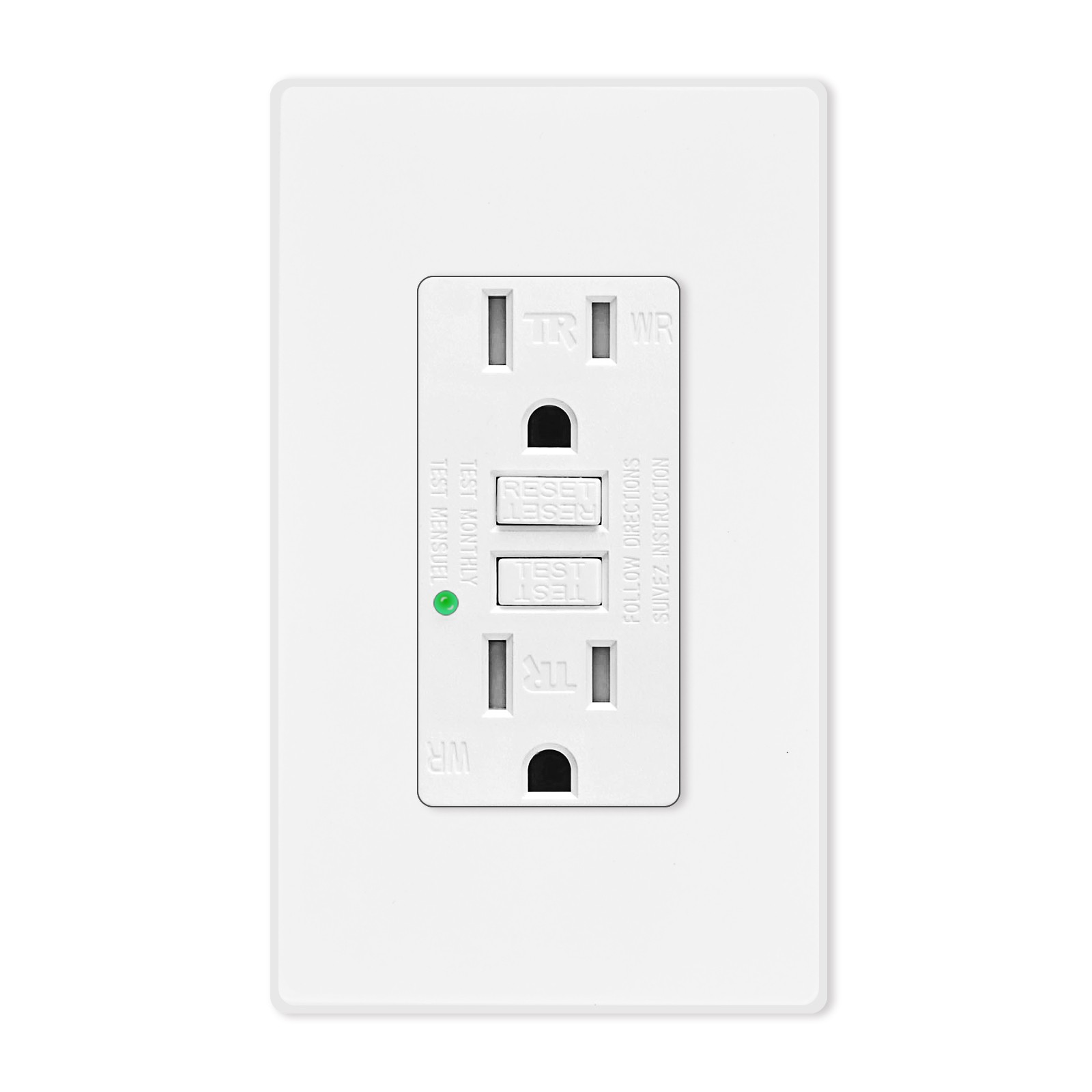 1pk GFI GFCI Outlet LED Indicator Tamper Resistant WR Duplex Receptacle 15A 125V