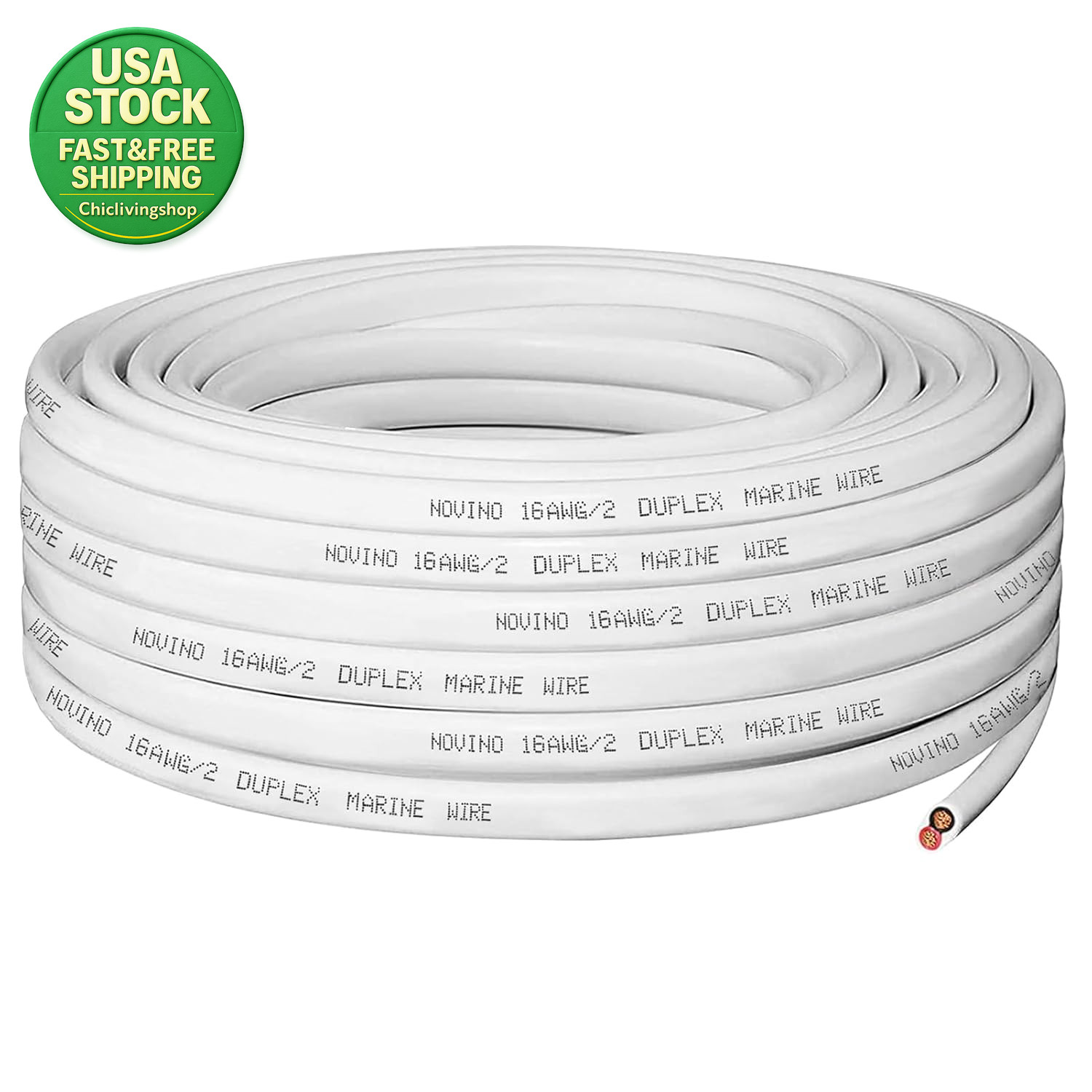 16 Gauge Marine Wire 50Ft 16 AWG Tinned Copper Duplex Electrical Cable