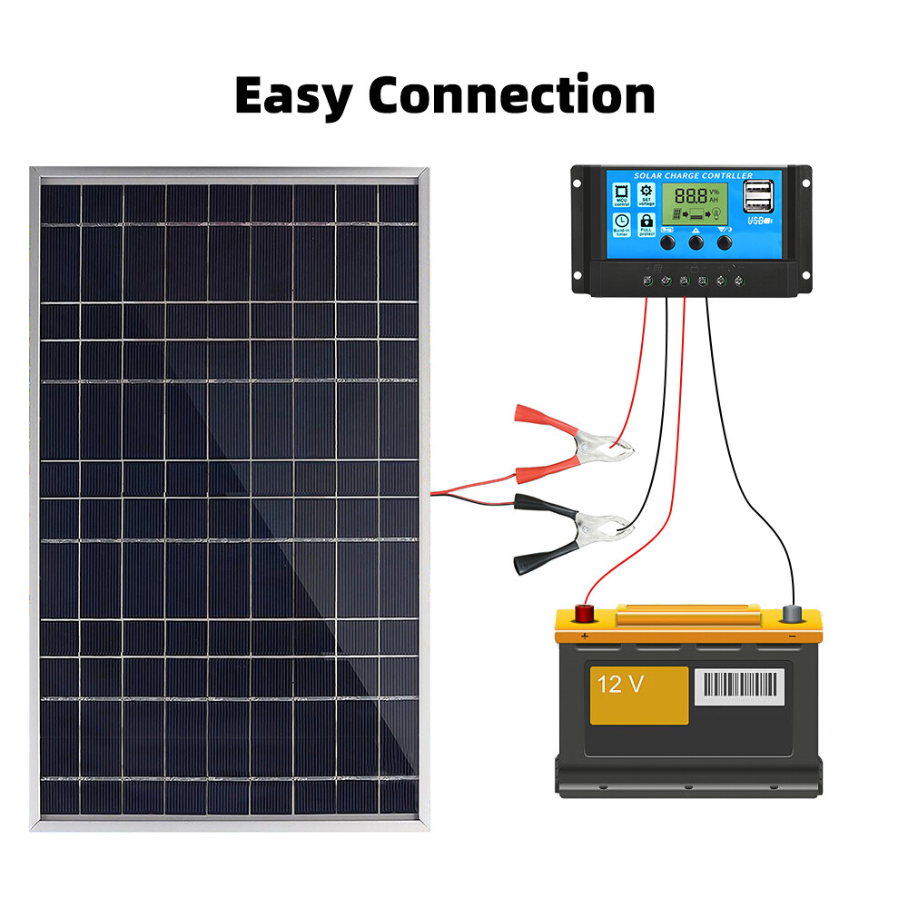 60W Solar Panel Battery Maintainer Car RV Charger 12V Tender Trickle Waterproof