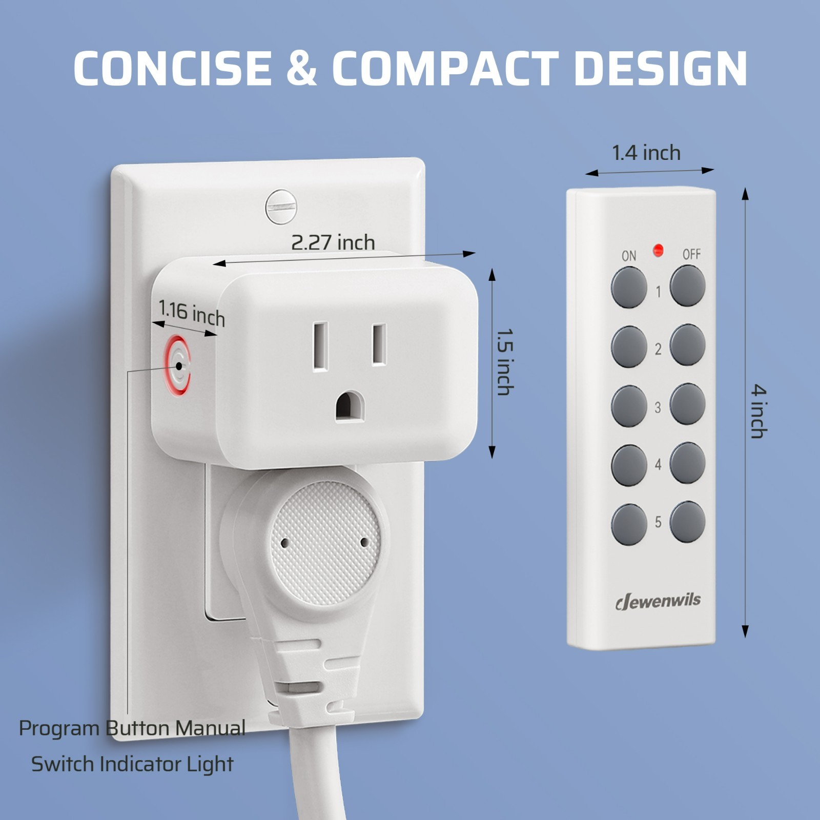 DEWENWILS Wireless Remote Control Outlet,Remote Light Switch,2 Remote 5 Outlets