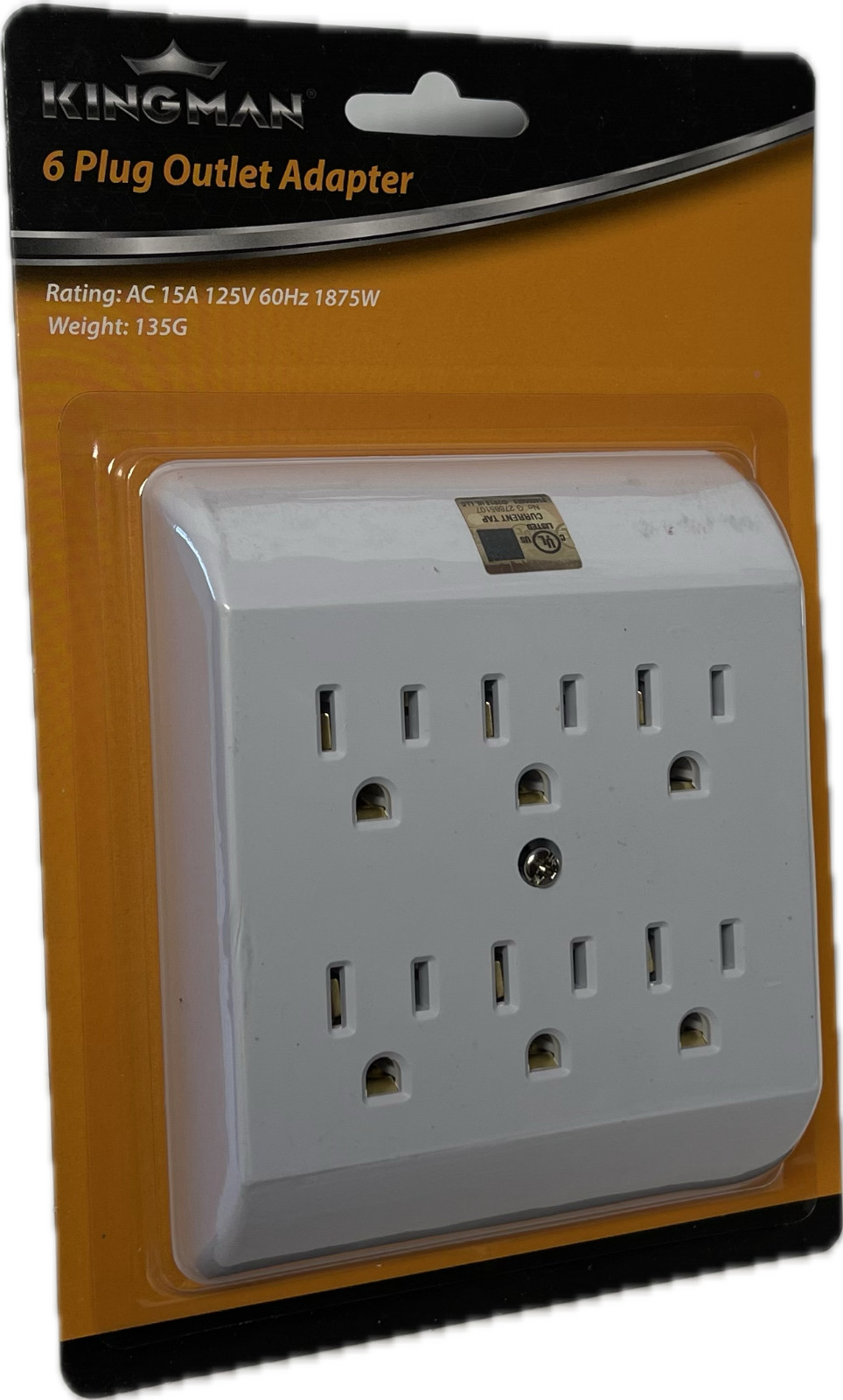 2x 6 Outlet Wall Tap Grounding Adapter UL 15A 125V 60Hz 1875W Max Power Strip