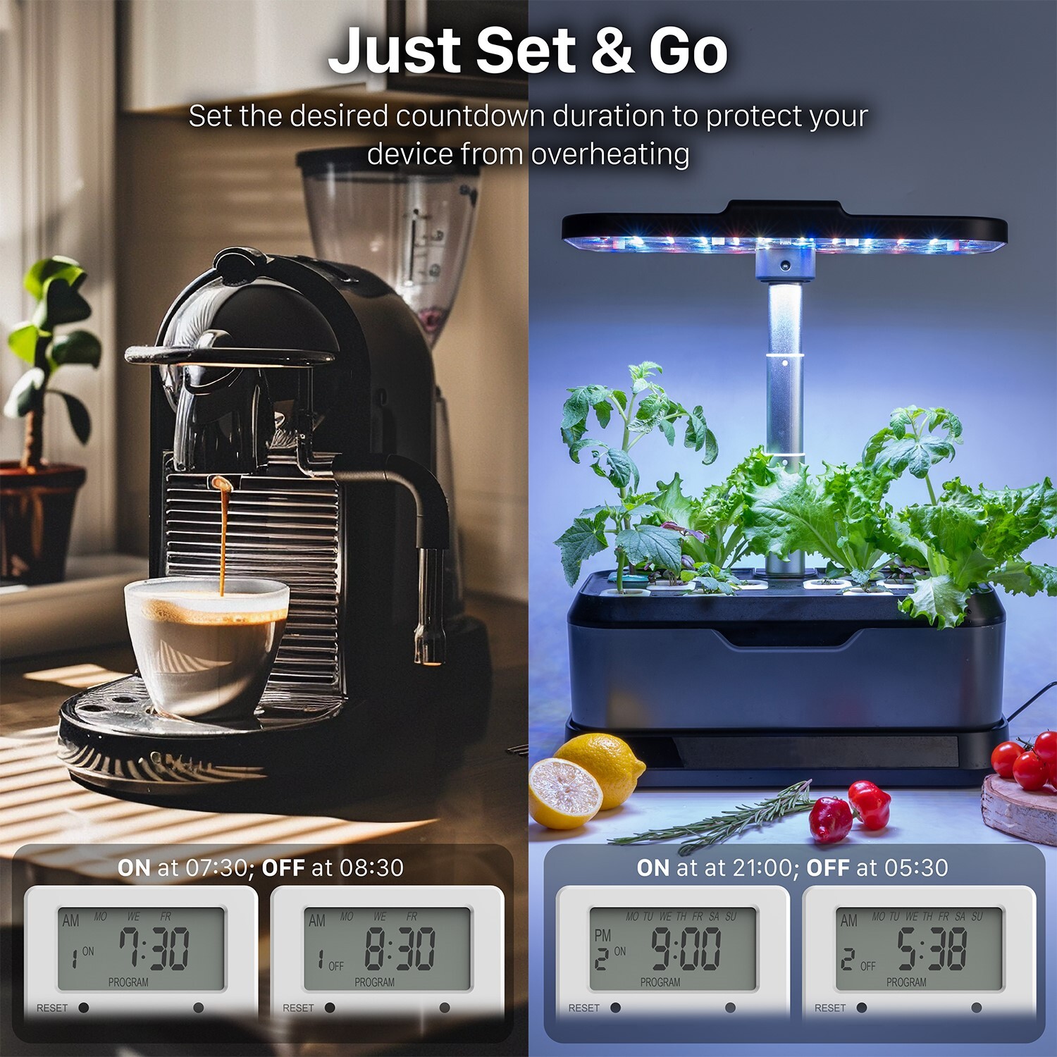 7 Day Digital LCD Electric Programmable Dual Outlet Plug In Clock Timer Switch