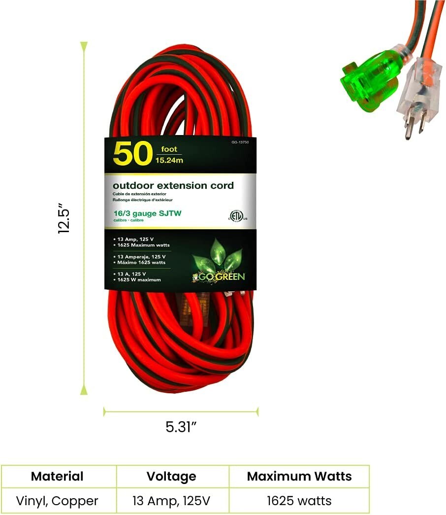 All-Weather Extension Cord – Indestructible – Abrasion-Resistant – 50ft