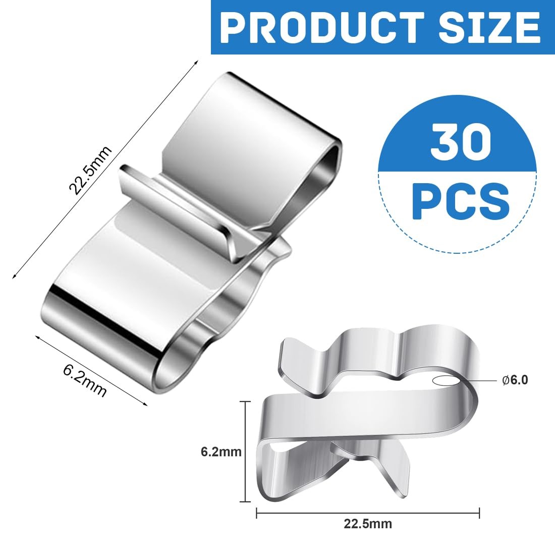 30PCS Trailer Frame Wire Clip Stainless Steel Metal Cable Clips Solar Panel Clip