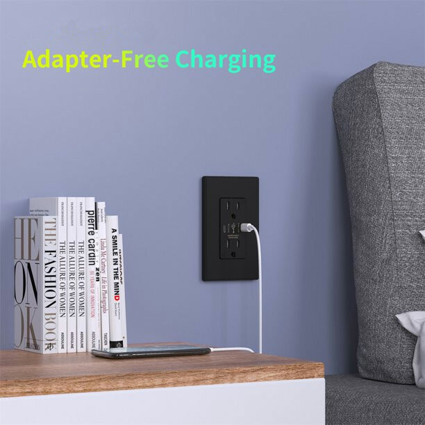 LOT Dual USB Wall Outlet Fast Charger Port With 15A Electrical Receptacles Panel