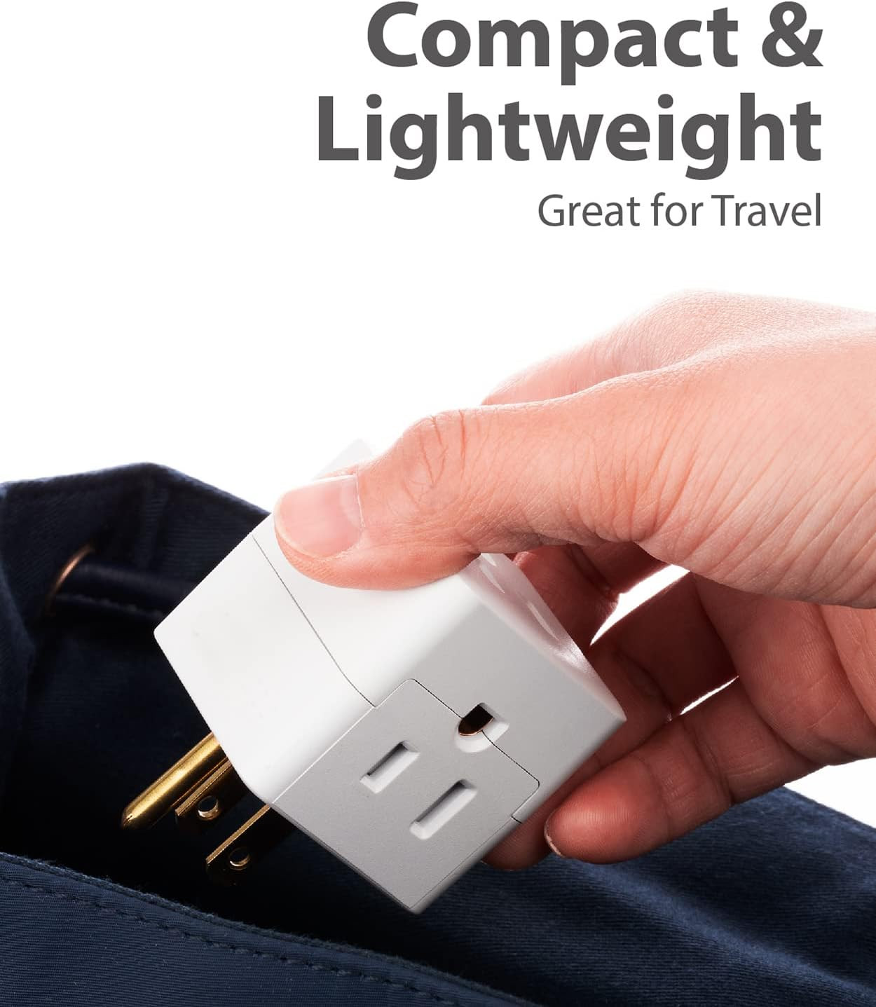 3 Outlet Wall Adapter Tap (3 Pack), 3-Prong Portable Travel Mini Plug Gr