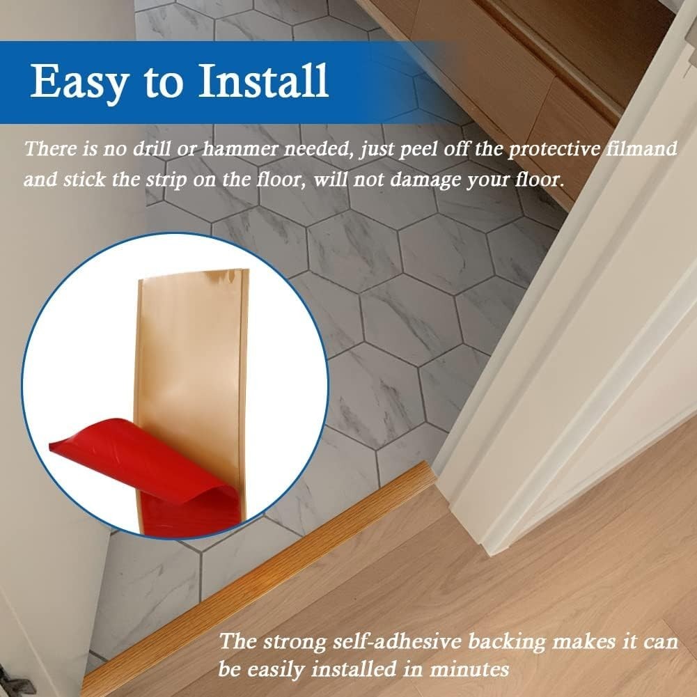 Elegant Self-Adhesive Floor Transition Strip – 3in Wide PVC Cover in Light Brown
