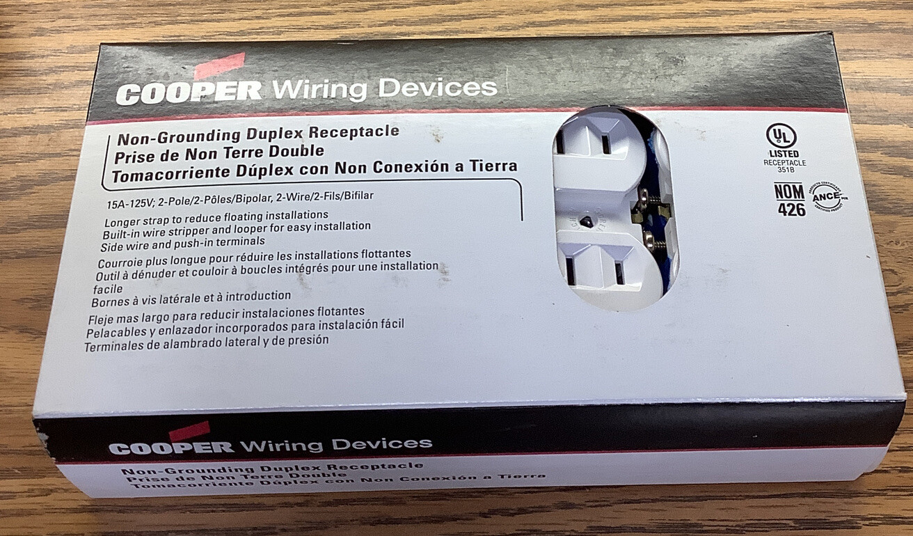 (10) New Cooper Wiring Devices 736W-BOX 15A 125V Non-grounding Duplex Receptacle