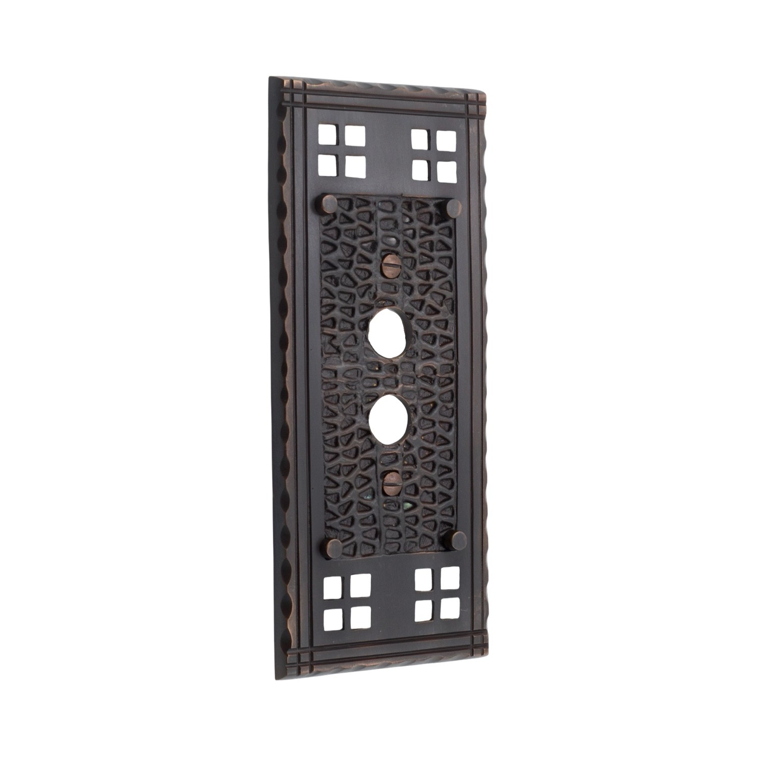 Arts and Crafts Single Push Button Switch Plate Oil Rubbed Bronze in Solid Brass