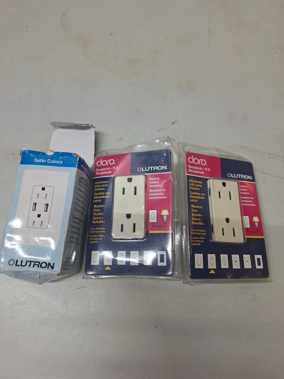 Lot of 3 Lutron Claro 15A Wall Receptacles Satin Color New Open Box