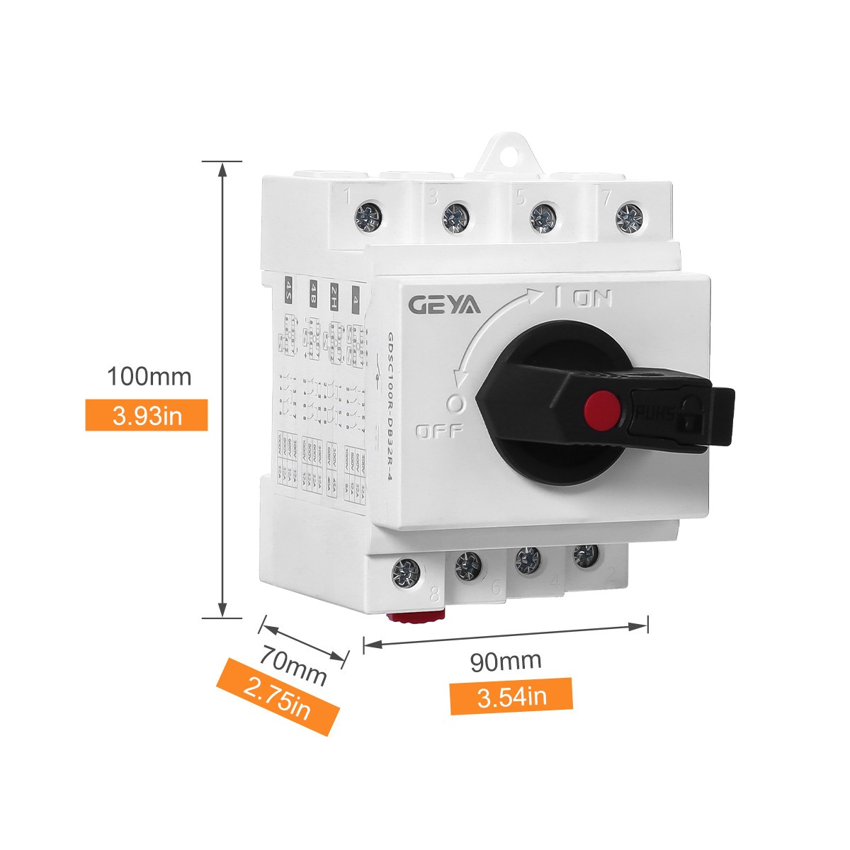 GEYA Solar Photovoltaic Isolator Breaker PV Disconnect Switch DC 1000/1200V 32A