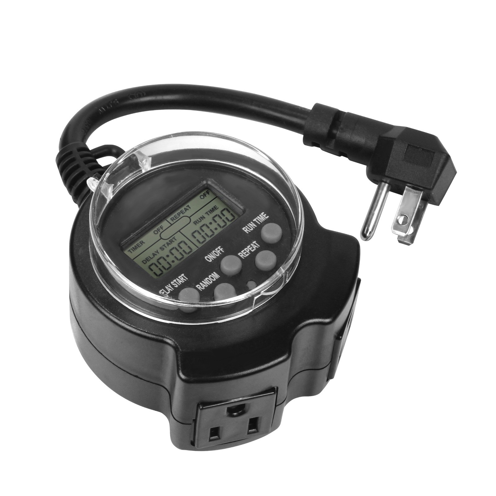 CP Black 2-Outlet EZ Digital Outdoor Timer, Program Repeats Every 24h CP50004