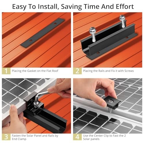 Solar Panel Mounting Brackets, 4.72″ Rails + 1.38″& 1.18″ clamps Black