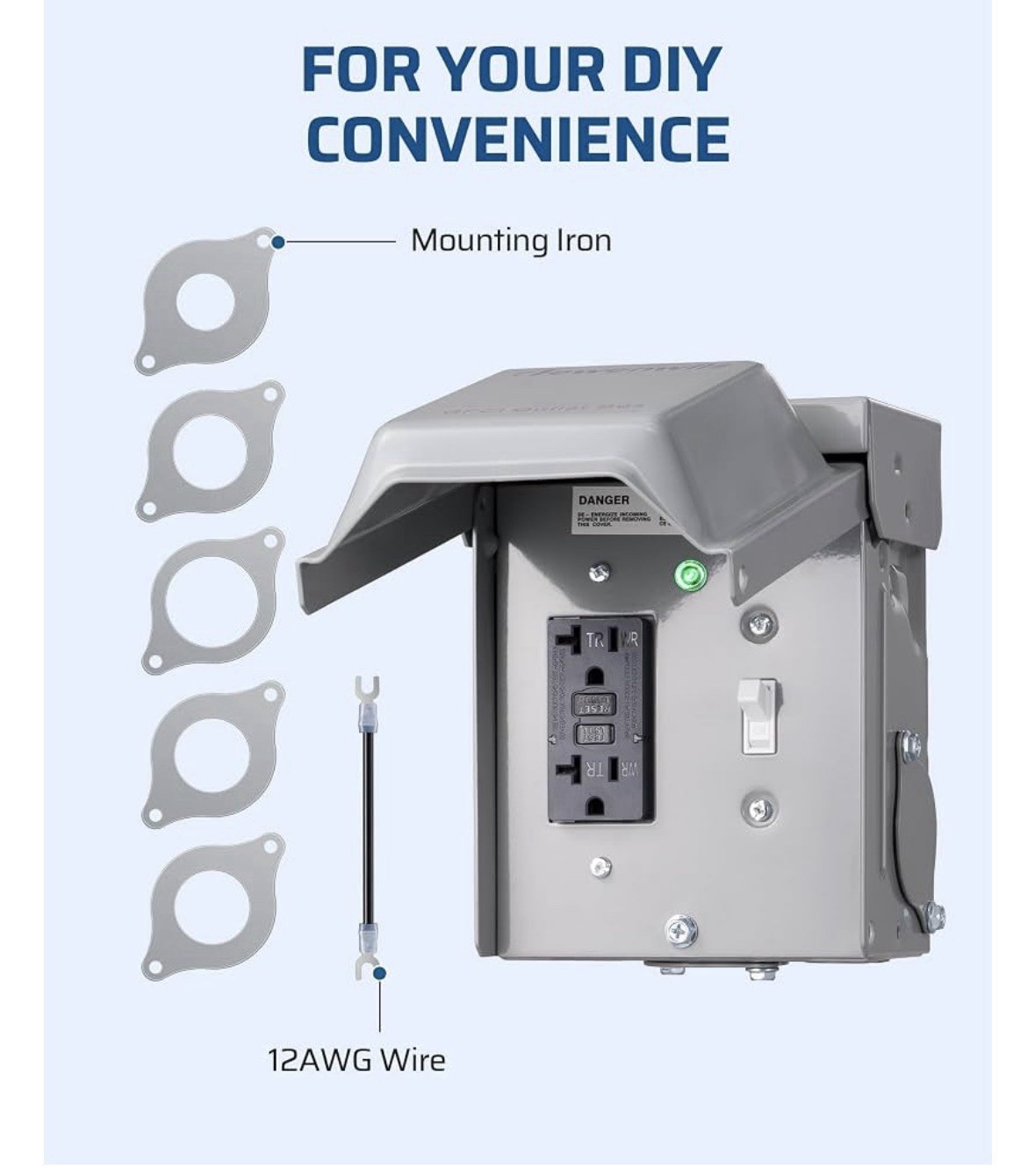 DEWENWILS Outdoor Outlet Box, 20 AMP Outdoor Electrical Outlet Box ETL Listed