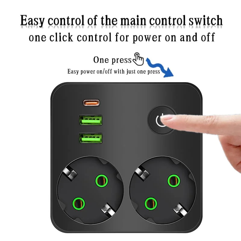 EU Plug Outlet 2 Sockets Multitap Wall Power Strip Electrical Socket No Extensio