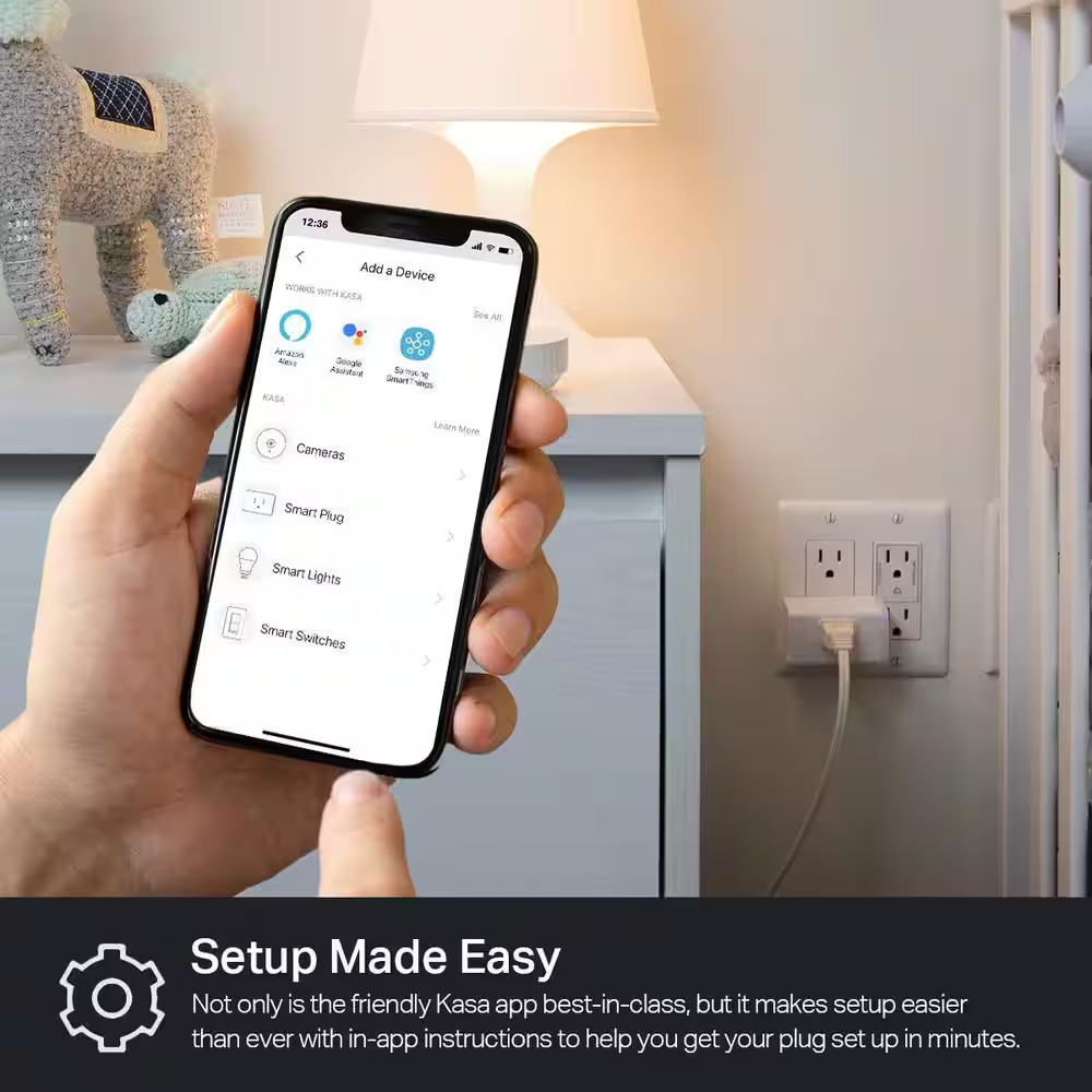 15 Amp Mini Smart Plug Outlet with Timer – White (Pack of 2)