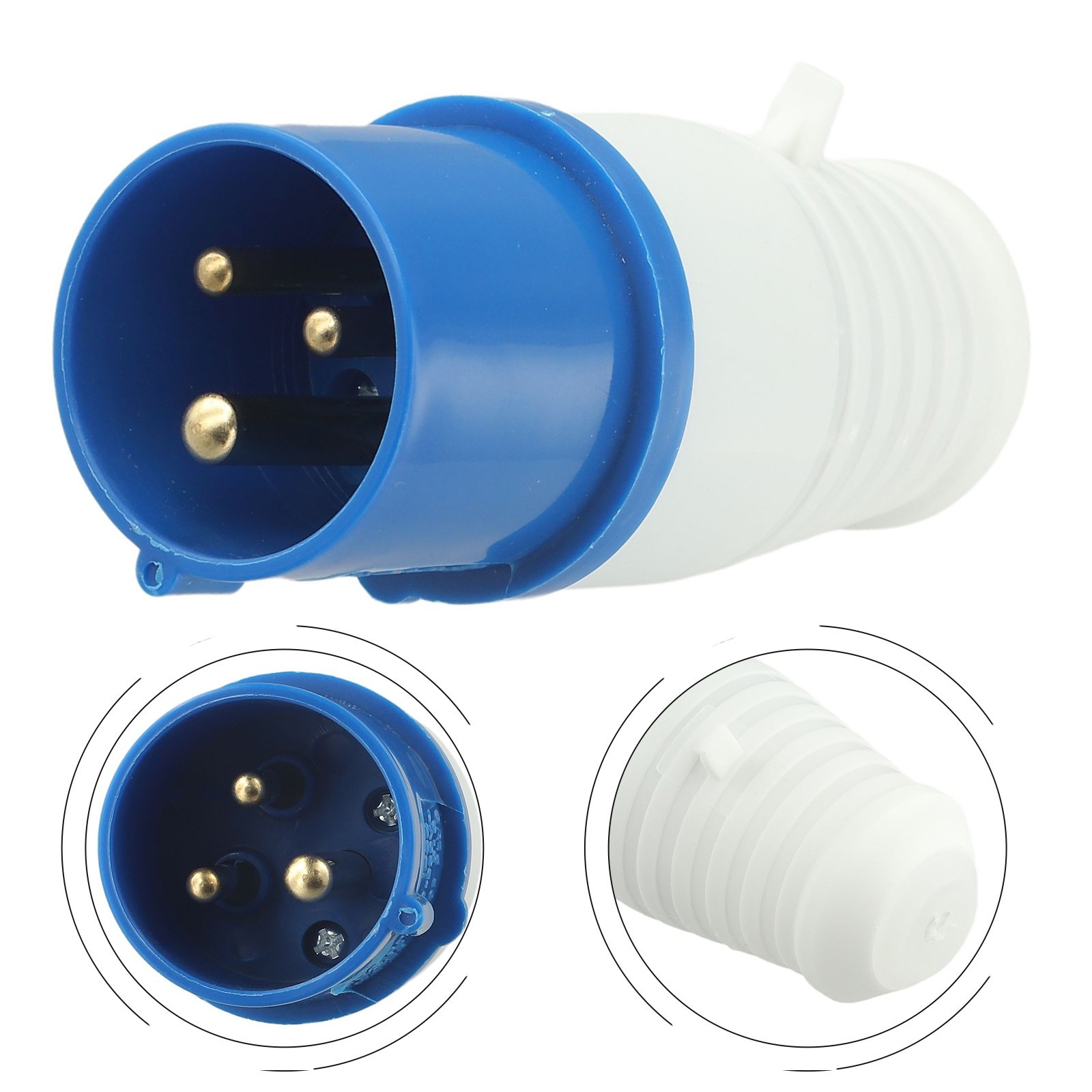 Blue 16A 3 PIN-SOCKET 240V 2P&E Site IP44 Blue Industrial Male Female UK SELLER