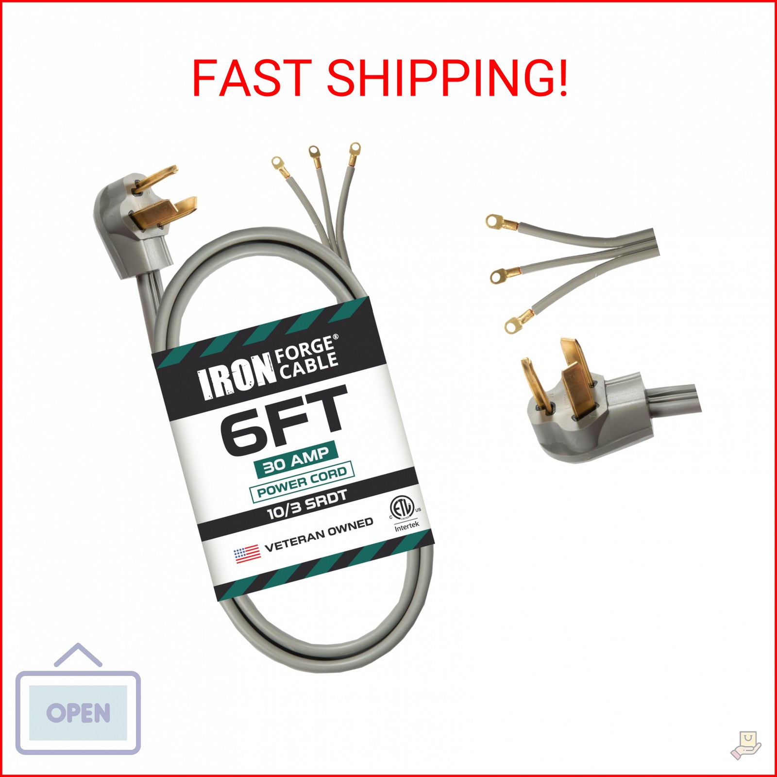 Iron Forge Cable 3 Prong Dryer Extension Cord 6 Ft, 125V/250V Cord NEMA 10-30 Pl