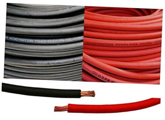 4 Gauge 4 AWG 5 Feet Black + 5 Feet Red 4 Gauge Cable 5 ft Black + 5 ft Red