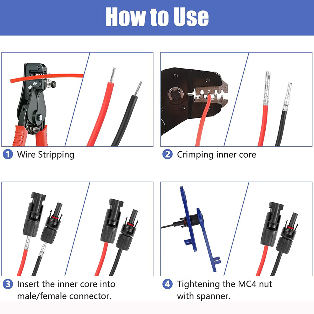 10-200 Pairs Solar Panel Cable Wire Connector Kit Male Female Waterproof Adapter