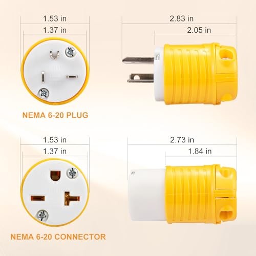 6-20P Replacement Plug and 6-20R Replacement Connector 5 5 Set Plug&Connector