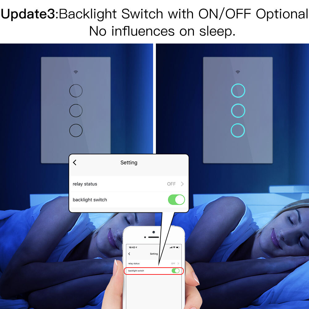 MOES WiFi Smart Light Switch Wall Touch Glass Panel Timer RF433 Alexa Google APP
