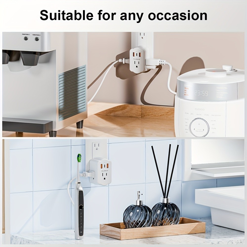 Multi Functional Wall Socket With 2 USB Ports, 1 Type-C Port, And 3 AC Plug Port