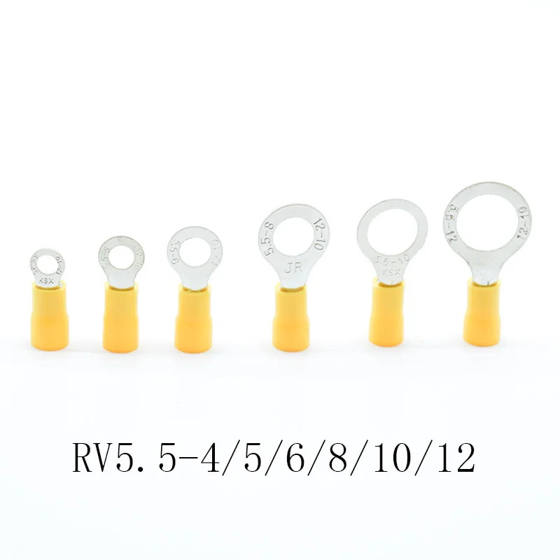 20PCS/lot RV5.5-4/5/6/8/10/12 Yellow Ring insulated terminal suit 4-6mm2 Cable W