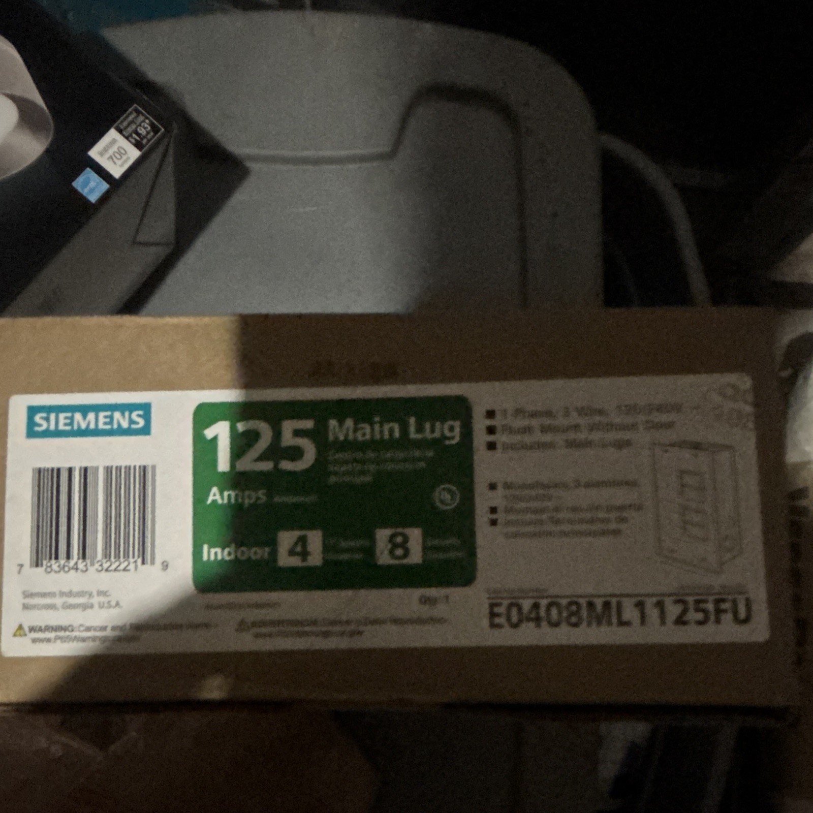Siemens 125A Main Lug Indoor Load Center Panel E0408ML1125FU