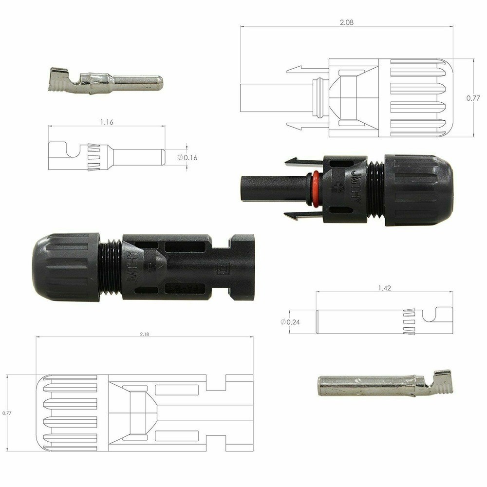 20Pcs Solar Cable Connectors 4mm-6mm 30Amp Waterproof Solar Panel Wire Joiners