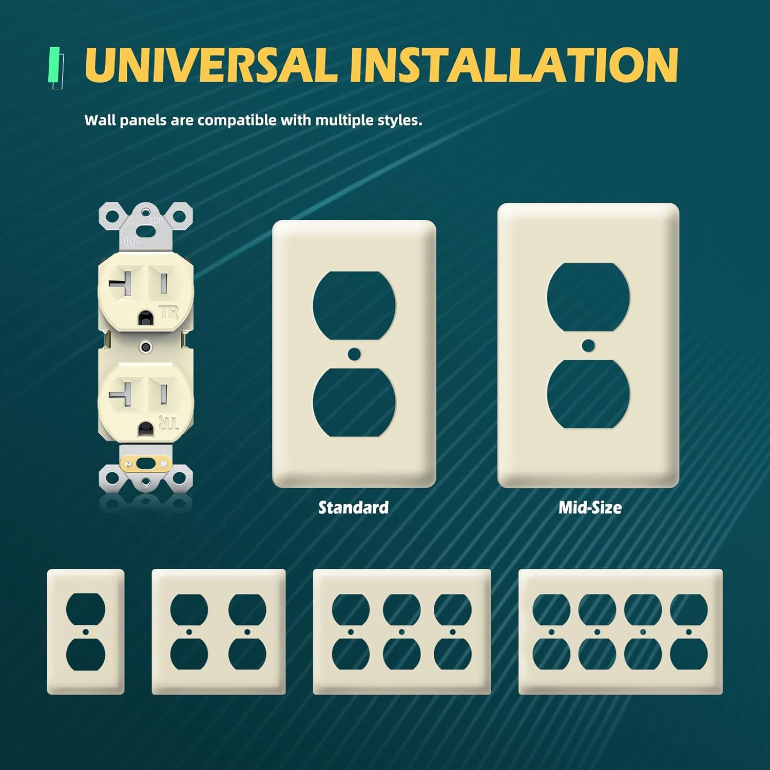 10 Pack Standard Duplex Receptacle Outlet, 20A/125V/2500W, Tamper-Resistant Elec
