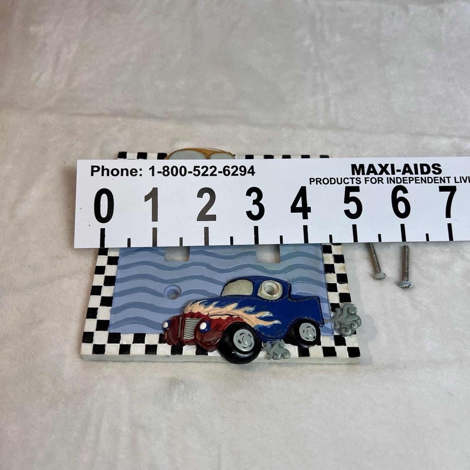 Borders Unlimited Light Switch Boy’s Room Double Wall Plate Race Cars Kids Truck