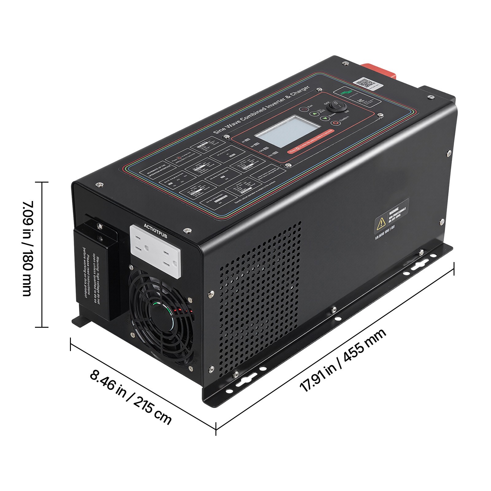 Uimoso 1200W Pure Sine Wave Inverter Charger, 12V DC to 120V AC with LCD Display
