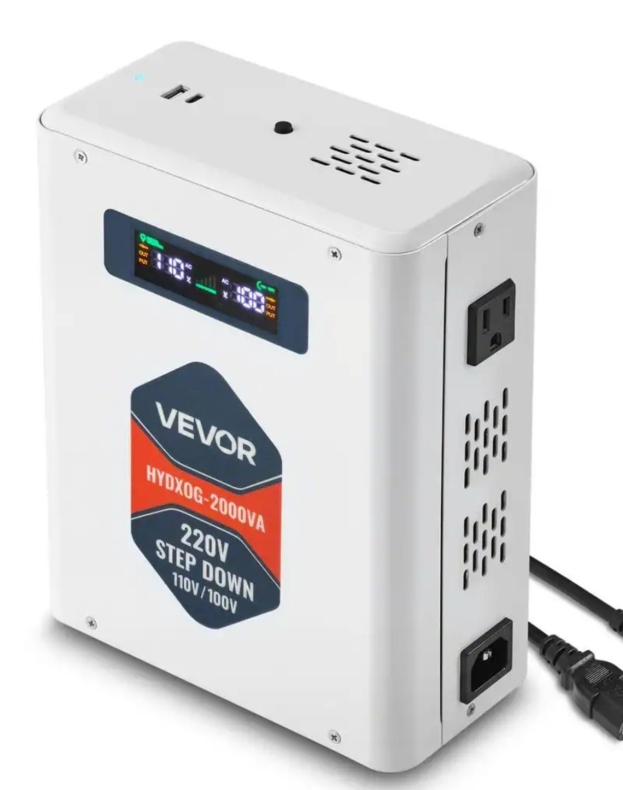 VEVOR Step Up Voltage Converter 2000VA Power Converter Transformer 110V- 220V.W4