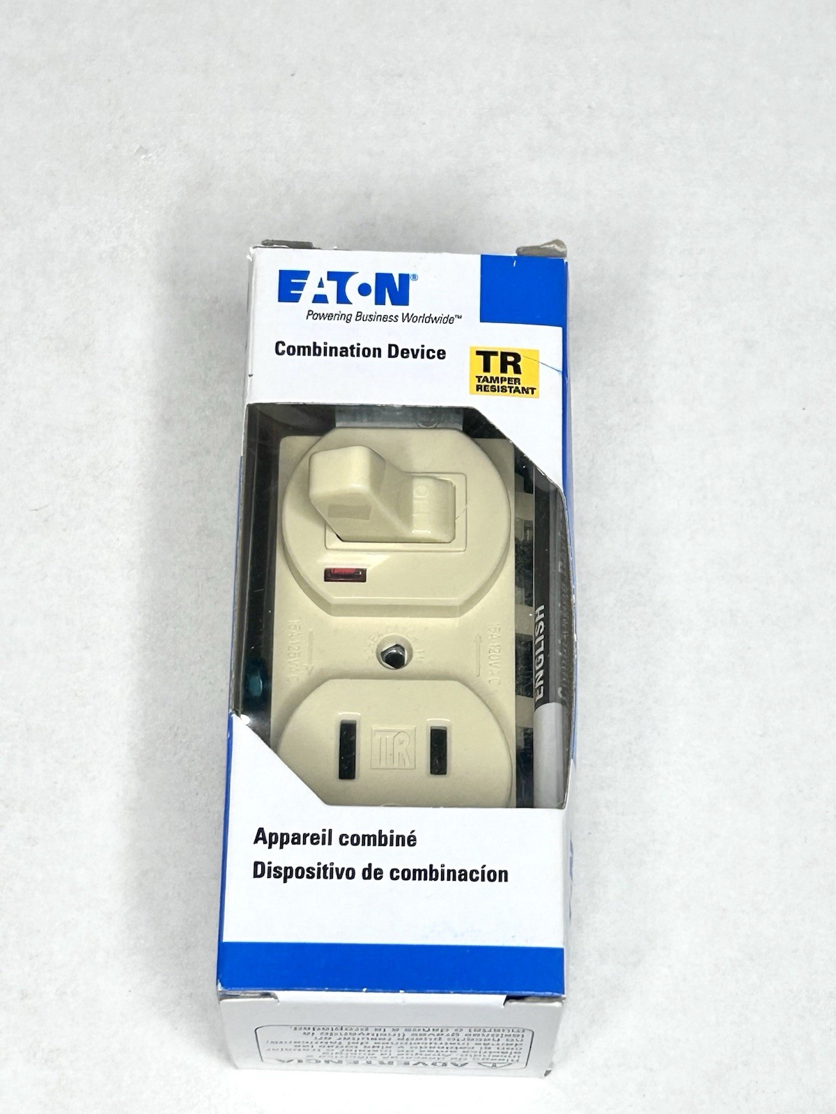 Eaton TR274V Combination Switch & Tamper Resistant Outlet 15A 120V Ivory New