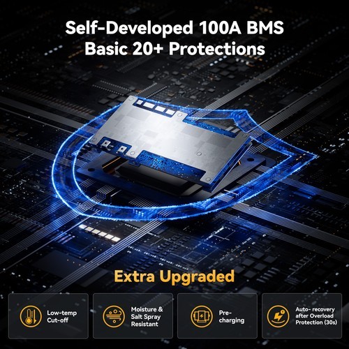 Power Queen 12V 125Ah Group27 Bluetooth Lithium Battery 1600Wh for Boat Solar RV