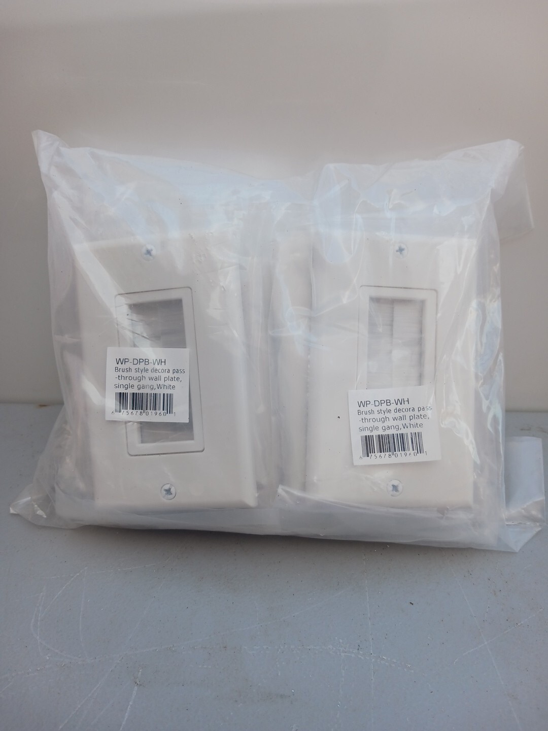 WP-DPB-WH Pass Through Wall Plates Lot Of 10 Brush Style Decora Wall Plate