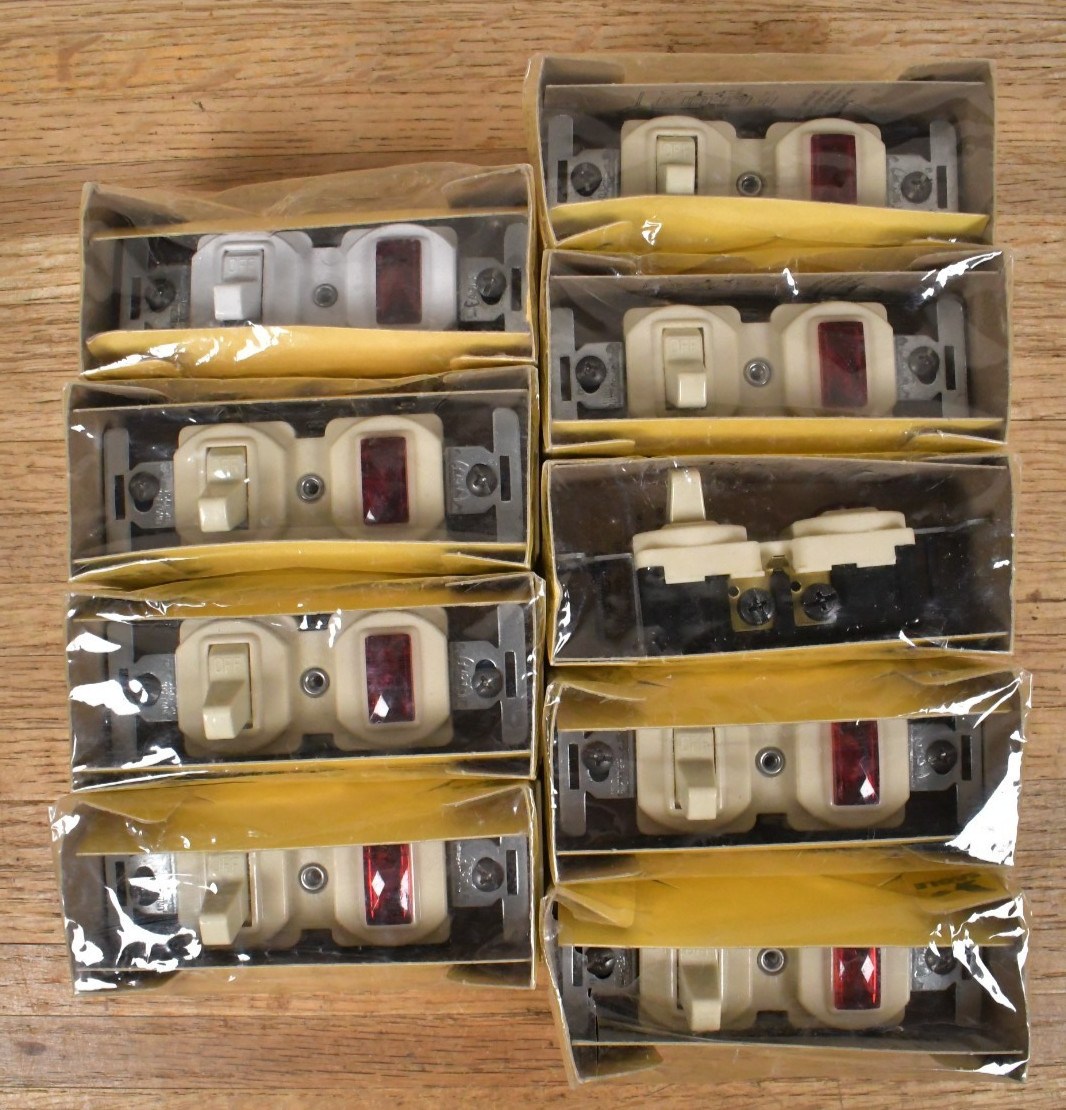 9x Eagle Single Pole Switch with RED Neon Pilot Light 120VAC 15A with Ground